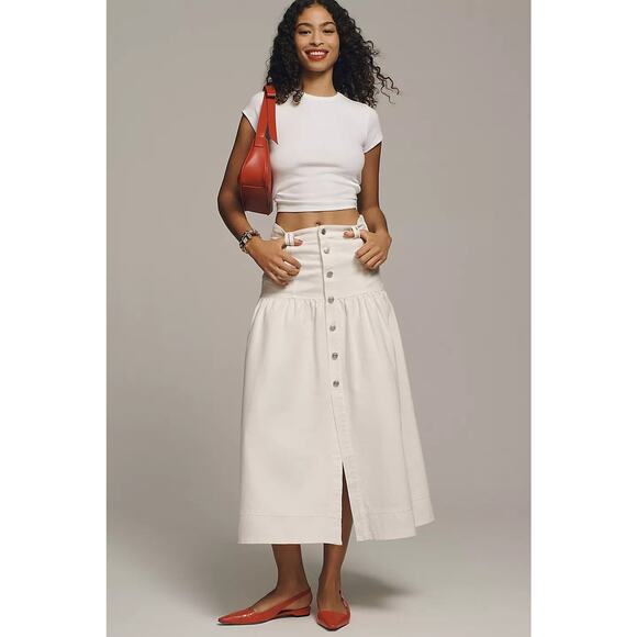 Anthropologie Moon River Button-Front Midi Skirt - S - Picture 1 of 4